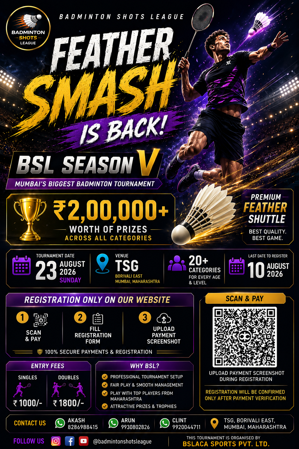 BSL Season V gold theme tournament flyer - Registration & Details