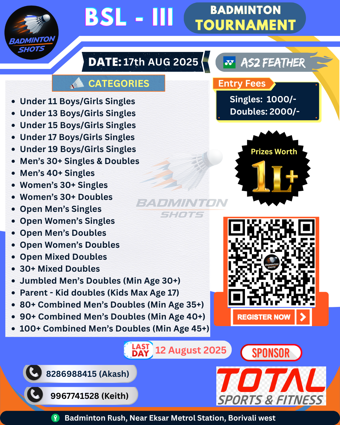 Badminton Shots League Tournament Flyer